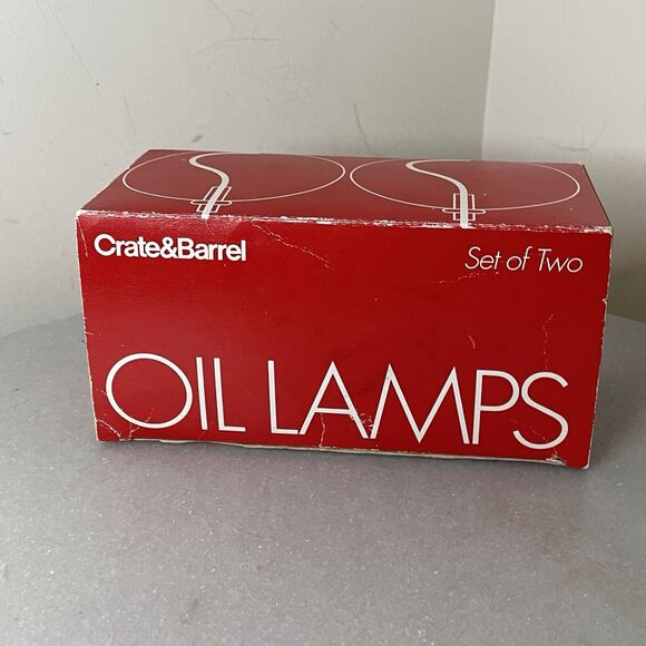 Crate & Barrel Handblown Clear Art Glass Oil Lamps -MCM Style - Old New Stock - Picture 2 of 11